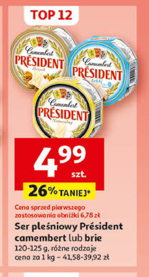 Ser pleśniowy lekki President camembert promocja