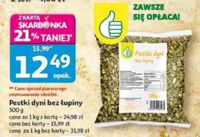 Pestki dyni bez łupiny 500 g promocja w Auchan