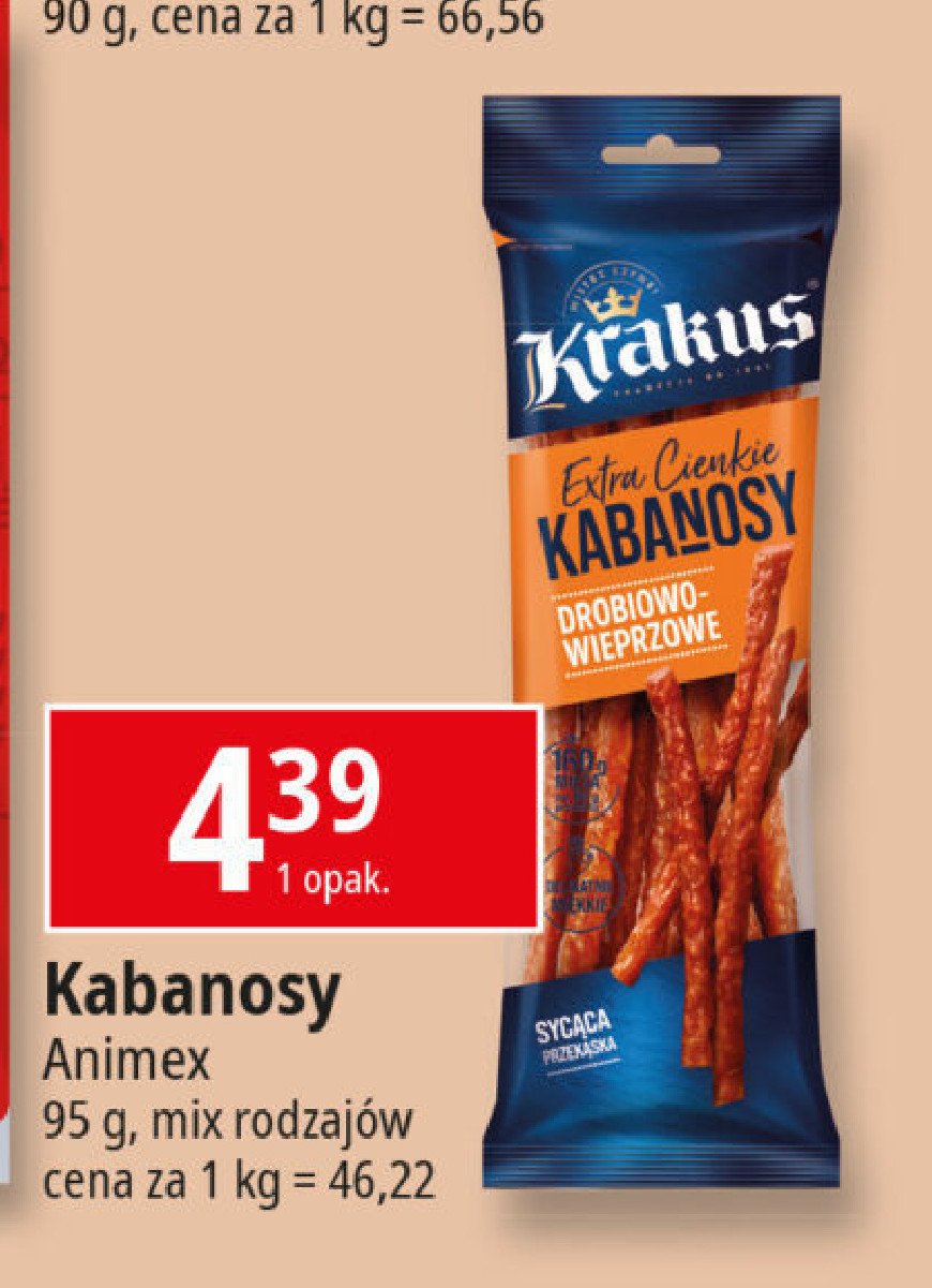 Kabanosy drobiowo-wieprzowe Krakus animex promocja