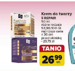 Krem totalnie regenerujący 70+ na noc odbudowa + odżywienie AA REVITA INTENSA (PRZED 2016 R) promocja