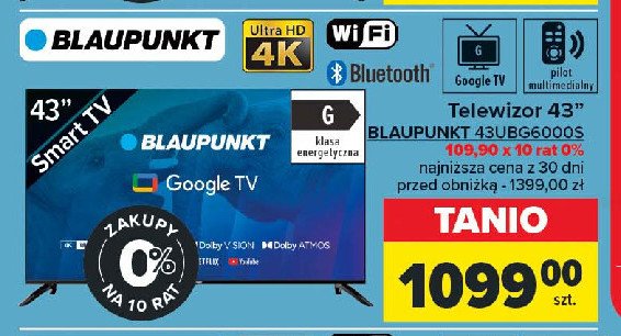 Telewizor 43" 43ubg6000s Blaupunkt promocja w Carrefour