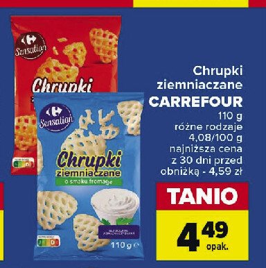 Chrupki ziemniaczane o smaku fromage Carrefour sensation promocja w Carrefour Market