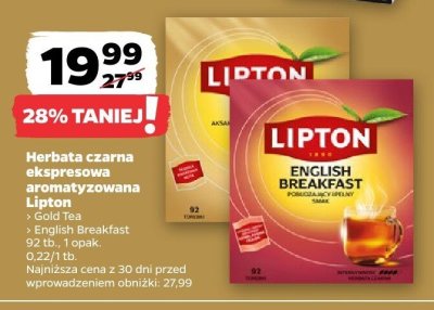 Herbata czarna ekspresowa aromatyzowana Gold Tea promocja w Netto