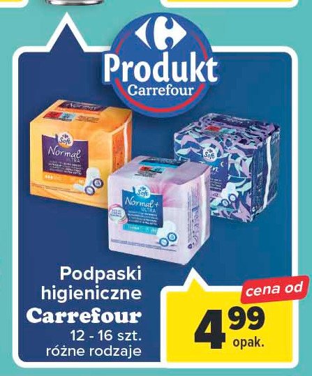 Podpaski normal + ultra Carrefour soft promocja