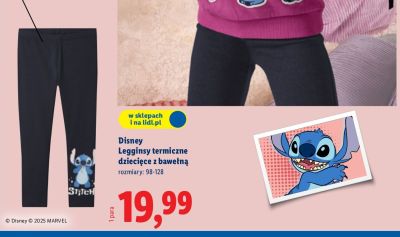 Legginsy termiczne dziecięce z bawełną Disney promocja w Lidl