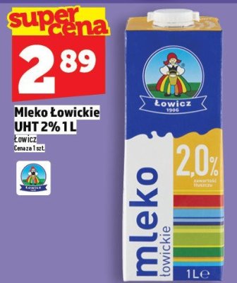 Mleko Łowickie UHT 2% Łowicz 1 L promocja w TOPAZ