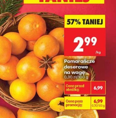 Pomarańcze deserowe na wagę promocja w Biedronka
