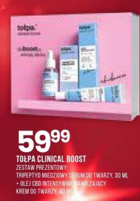 Kosmetyki Tołpa Clinical Boost zestaw prezentowy tripeptydy micelowy serum do twarzy + olej cbd intensywnie regenerujący + krem do twarzy promocja w Drogerie Natura