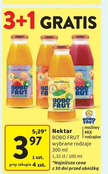 Nektar jabłko banan malina Bobo frut promocja