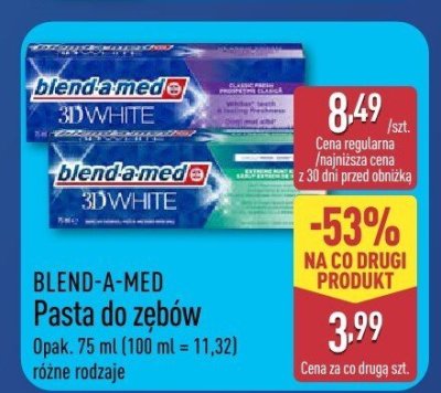 Pasta do zębów Blend-a-med 3DWhite promocja w Aldi