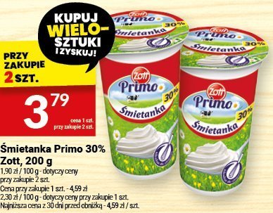 Śmietanka Primo 30% Zott, 200 g promocja w Twój Market