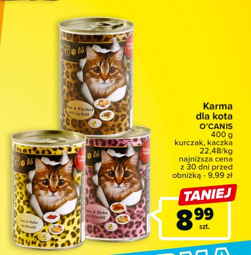 Karma dla kota kaczka z drobiem O'canis promocja