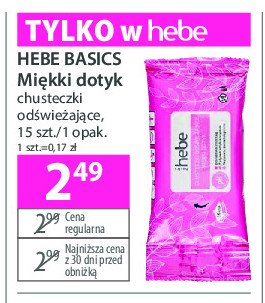 Chusteczki odświeżające miękki dotyk Hebe basics promocja