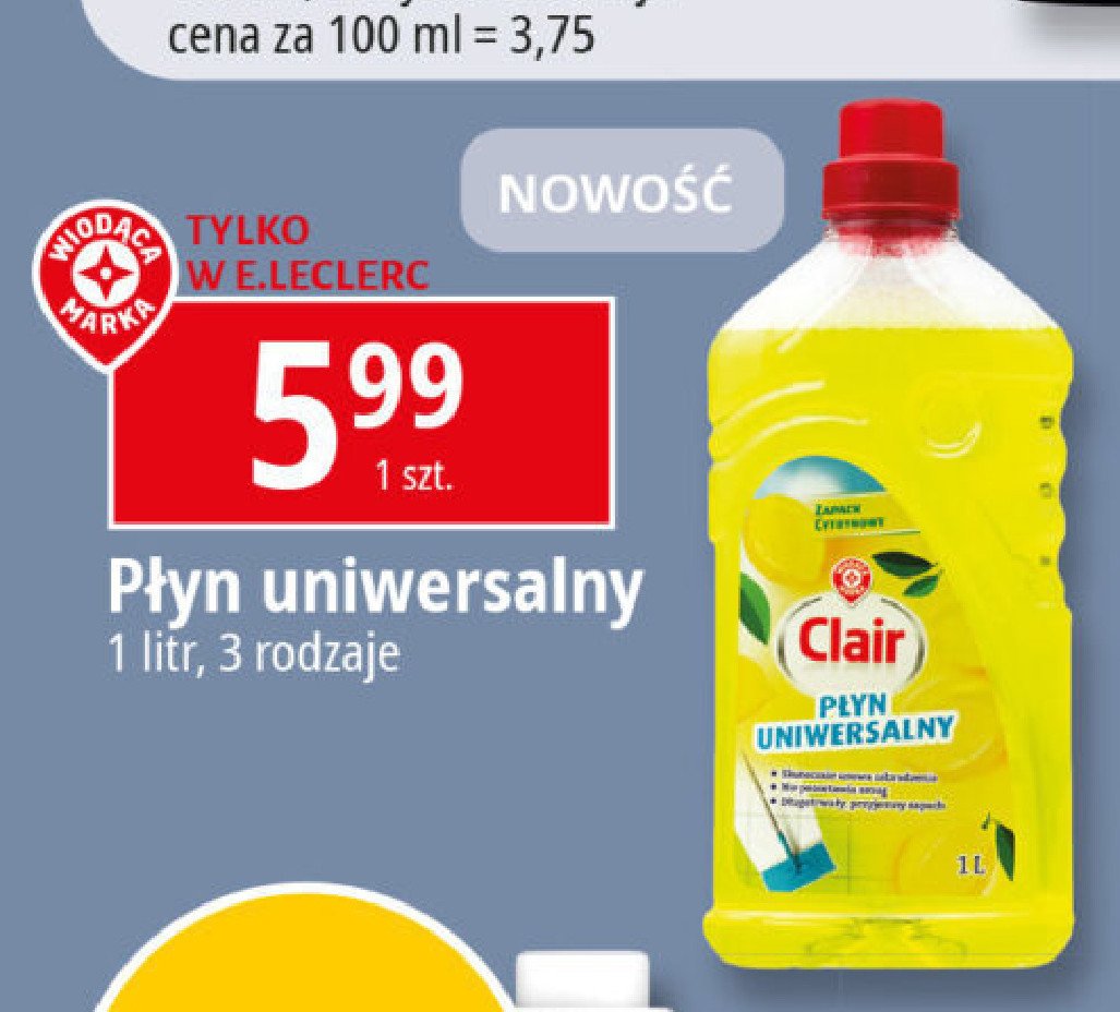 Płyn uniwersalny cytrynowy Wiodąca marka clair promocja