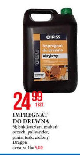 Impregnat akrylowy do drewna orzech Iriss promocja