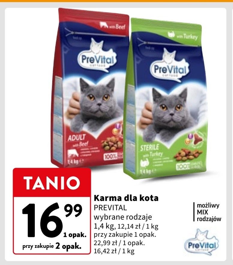 Karma dla kota sterile Prevital naturel promocja w Intermarche