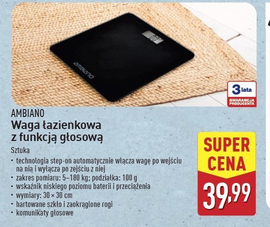 Waga łazienkowa z funkcją głosową AMBIANO promocja w Aldi