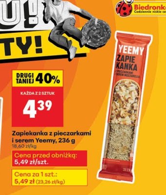 Zapiekanka z pieczarkami i serem Yeemy, 236 g promocja w Biedronka