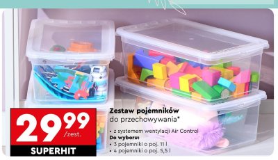Zestaw pojemników do przechowywania 4x 5,5 l promocja w Biedronka