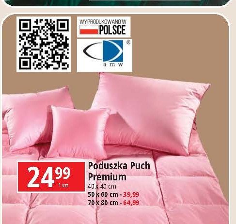 Poduszka puch premium 40 x 40 cm Amw promocja