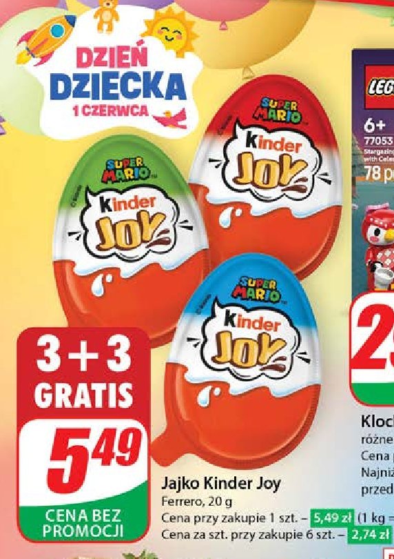 Jajko z niespodzianką super mario Kinder joy promocja w Dino