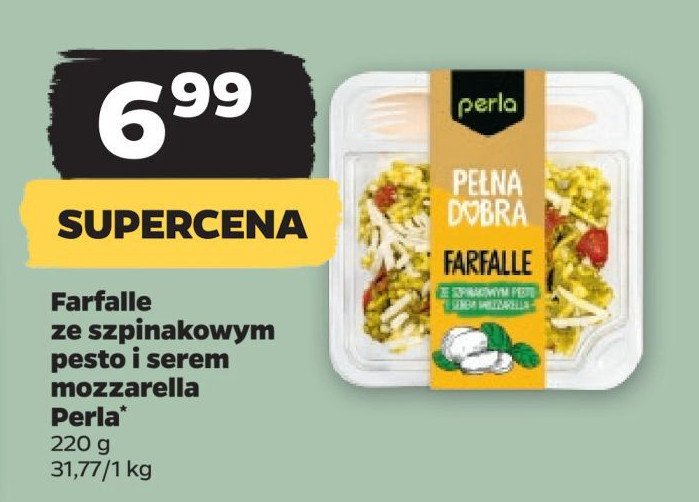 Farfalle z pesto szpinakowym Perla promocja