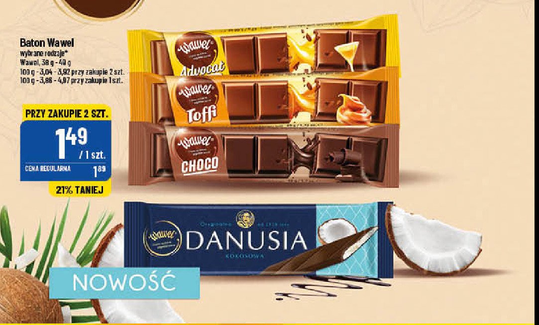 Baton z nadzieniem czekoladowym Wawel choco promocje