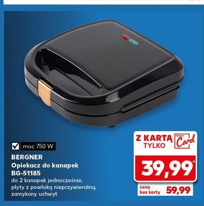 Opiekacz do kanapek 750 w Bergner promocja w Kaufland