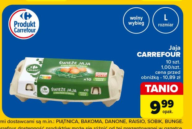 Jaja z wolnego wybiegu kl. l Carrefour classic promocja