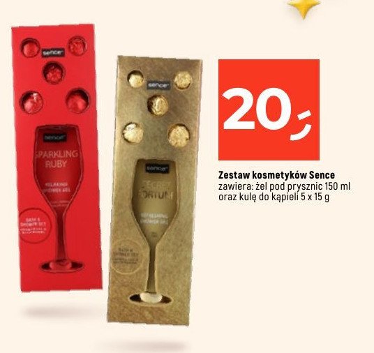 Zestaw w pudełku sparkling ruby: żel pod prysznic 150 ml + kula do kąpieli 5 x 15 g Sence collection zestaw promocja w Dealz