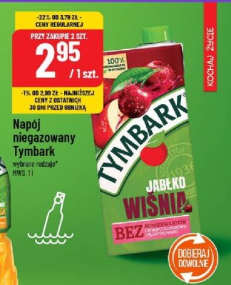 Napój niegazowany Tymbark Jabłko, Wiśnia bez konserwantów wybrane rodzaje promocja w POLOmarket