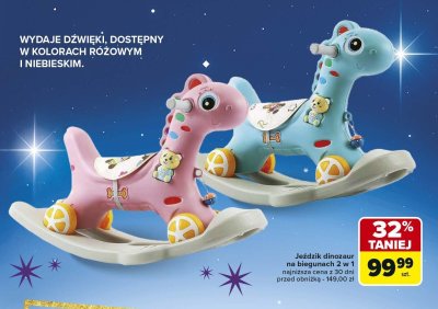 Jeździk dinozaur na biegunach 2 w 1 różowy promocja w Carrefour