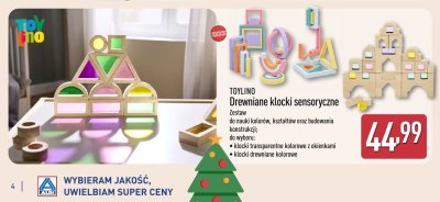 Klocki Drewniane klocki sensoryczne TOYLINO promocja w Aldi