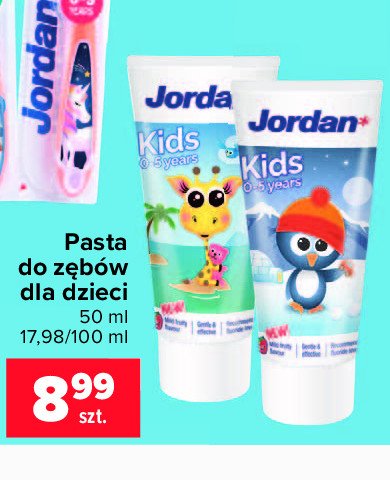 Pasta do mycia zębów mlecznych kids 0-5 lat żyrafa Jordan promocja