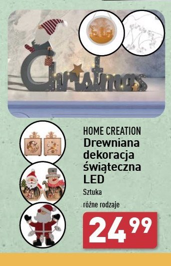 Dekoracja drewniana led Home creation promocja w Aldi