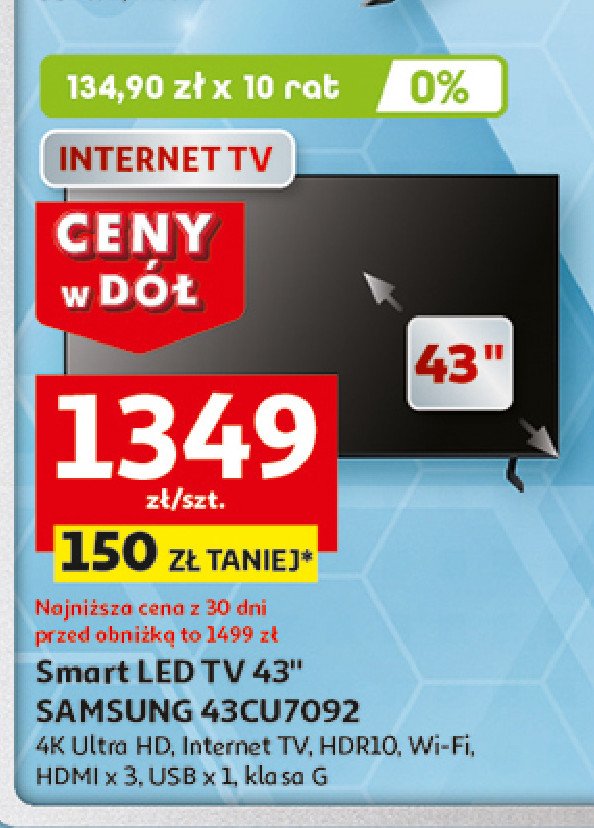 Telewizor 43'' 43cu7092 Samsung promocja