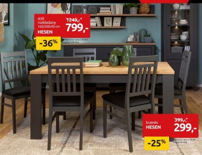 Stół rozkładany 160/200x90 cm HESEN promocja w Black Red White