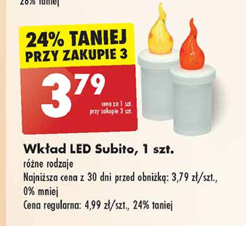 Wkład led 30 dni czerwony Subito promocja