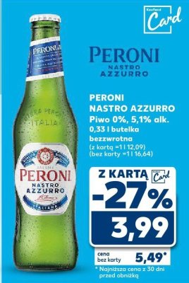 Piwo PERONI NASTRO AZZURRO 0,33 l  promocja w Kaufland