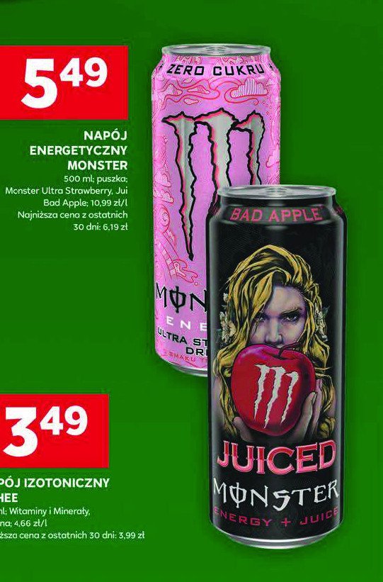 Napój energetyczny bad apple Monster energy juiced promocja