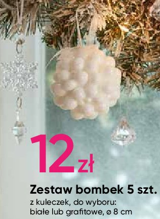 Bombki 8 cm kuleczki bia艂e promocja
