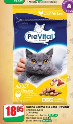 Sucha karma dla kota PreVital Adult with Chicken promocja w Dino