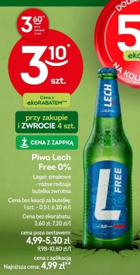 Piwo Lech Free 0% Lager, smakowe - różne rodzaje butelka zwrotna promocja w Żabka