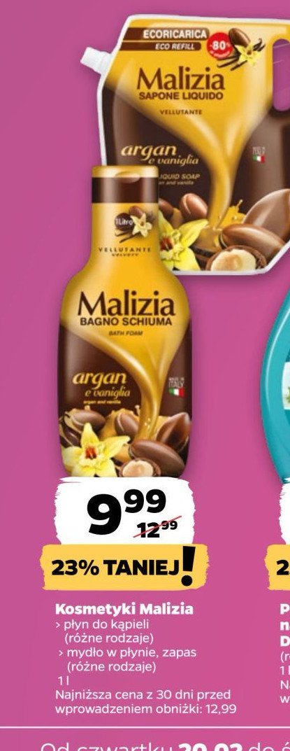 Płyn do kąpania argan Malizia promocja w Netto