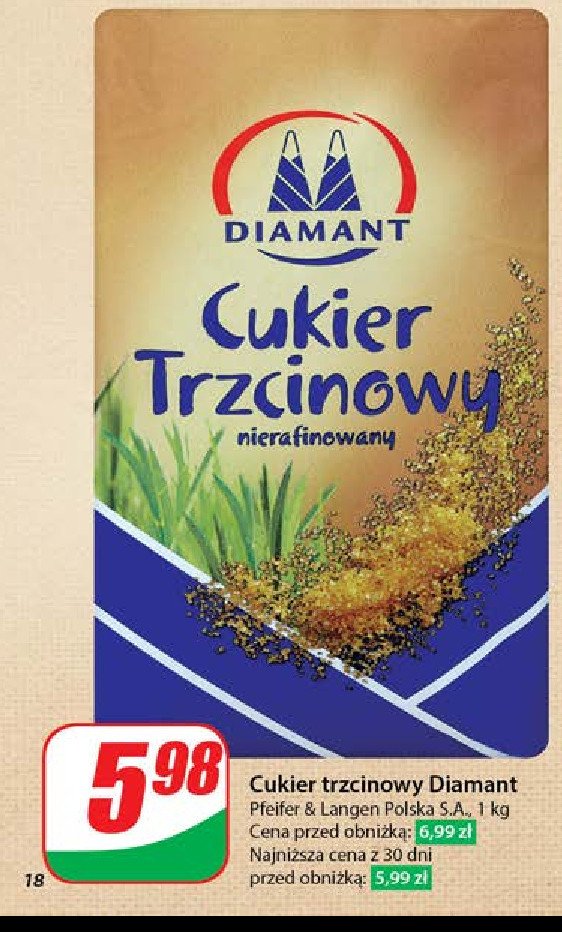 Cukier trzcinowy nierafinowany Diamant Diamant polska promocja