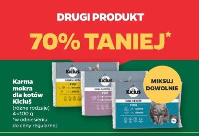 Karma mokra dla kotów Kiciuś różne rodzaje promocja w Netto