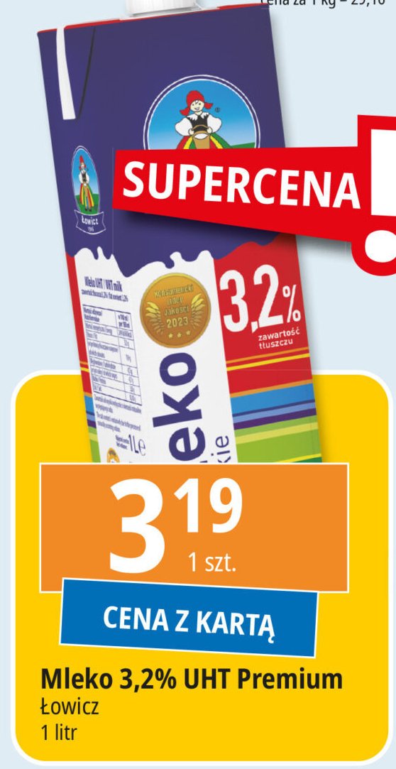 Mleko 3.2% Łowickie promocja w Leclerc