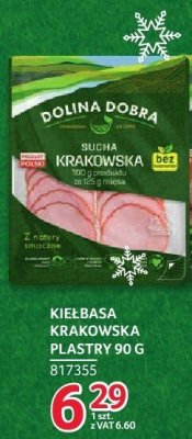 Kiełbasa krakowska plastry Dolina Dobra 90g promocja w Selgros