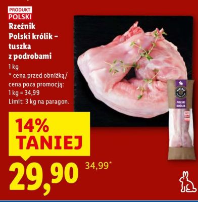 Polski królik - tuszka z podrobami promocja w Lidl