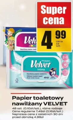 Papier toaletowy nawilżany VELVET promocja w Supeco